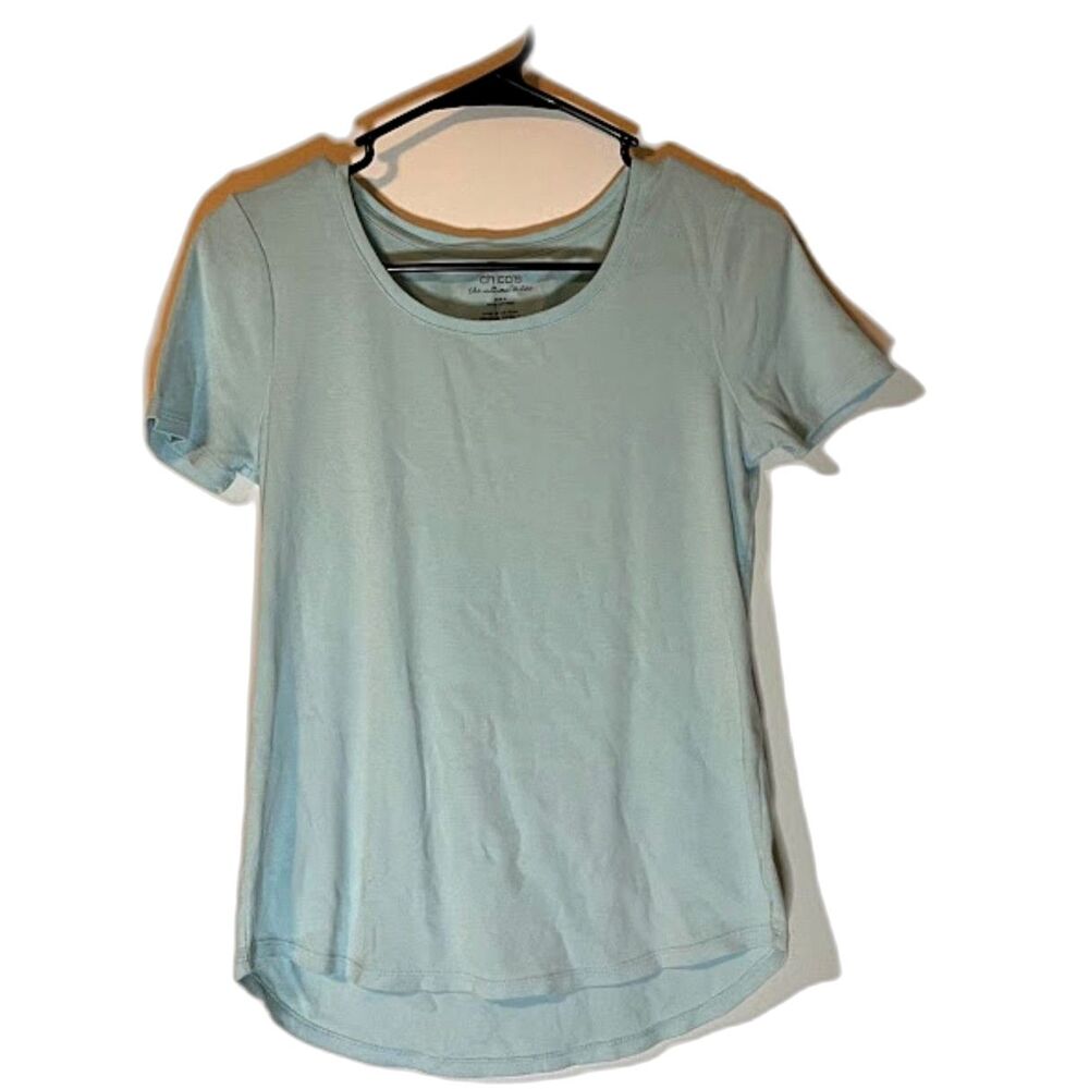 Chico's Tee S Light Blue Short Sleeve "The Ultimate Tee"100% Cotton Casual